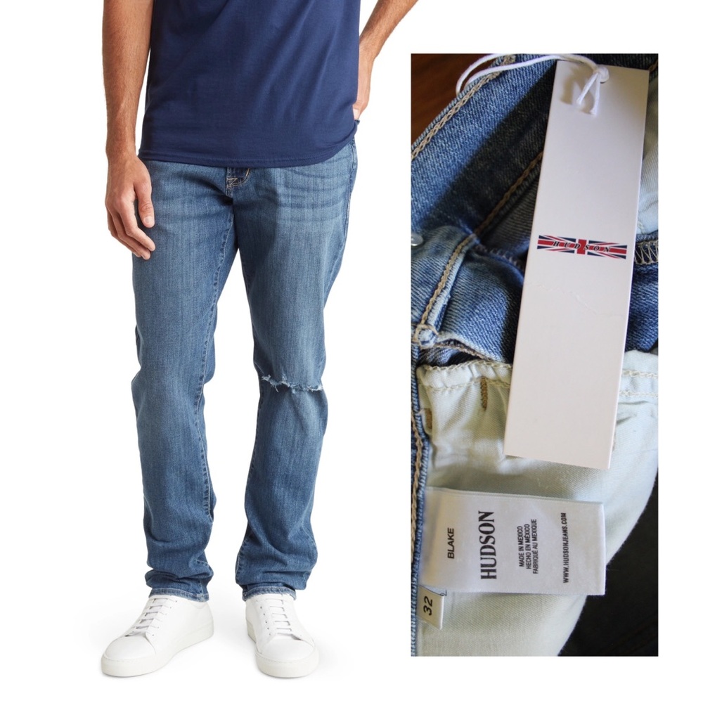 Hudson Men’s Blake Slim Straight Jeans 32 Brand New With Tags